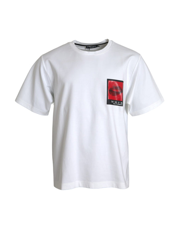 Labbra rosse bianche stampare t-shirt da uomo in cotone