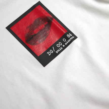 Labbra rosse bianche stampare t-shirt da uomo in cotone