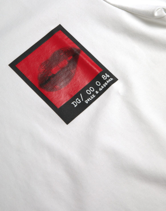 Labbra rosse bianche stampare t-shirt da uomo in cotone