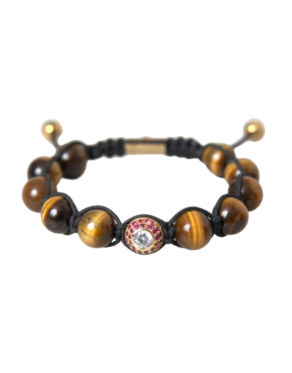 CZ Brown Tigers Eye 925 Bracelet en argent