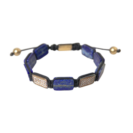 Bead azul lapis blanca CZ 925 Pulsera para hombres