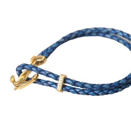 Blue Gold Anchor 925 Silver Charm Bracelet Mens