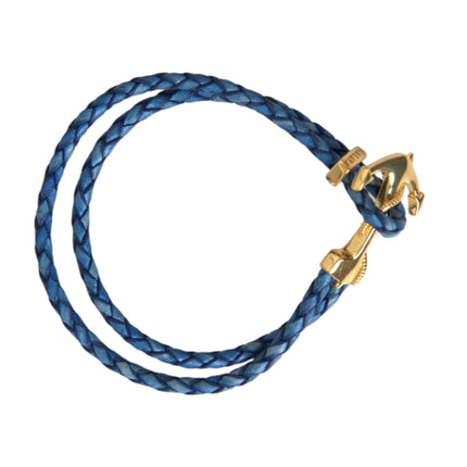 Blue Gold Anchor 925 Silver Charm Bracelet Mens