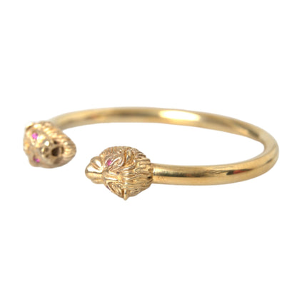 Gold CZ Lion Bangle Bracelet Women