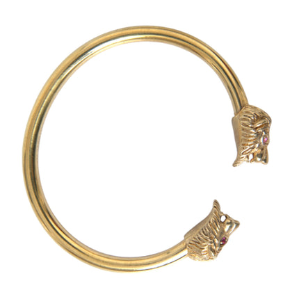 Gold CZ Lion Bangle Bracelet Women