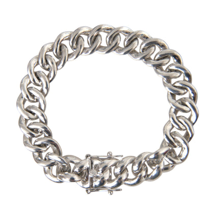 Solid Heavy Curb Link 925 Sterling Silver Bracelet Men