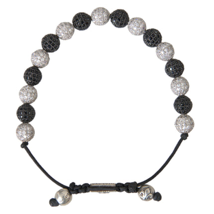 CZ Crystal Ball Black White Beaded Bracelet