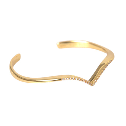 Arched Wing Cuff Skyfall Gold CZ 925 Bracelet