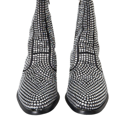 Black Rhinestone Crystal Chelsea Boots Shoes