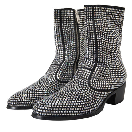 Black Rhinestone Crystal Chelsea Boots Shoes