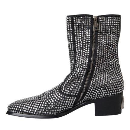 Black Rhinestone Crystal Chelsea Boots Shoes