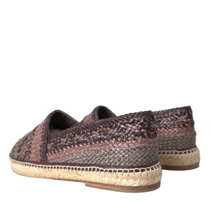 Brown Buffalo Leather Espadrille Flats Shoes