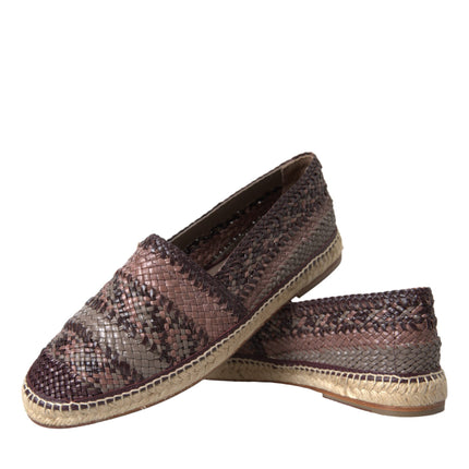 Brown Buffalo Leather Espadrille Flats Shoes