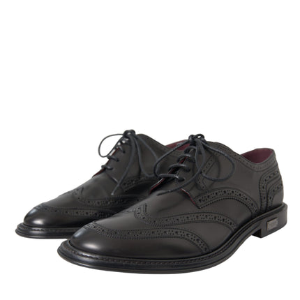 Black Leather Oxford Wingtip Formal Men Shoes