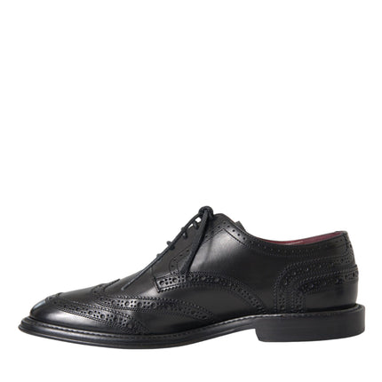 Black Leather Oxford Wingtip Formal Men Shoes