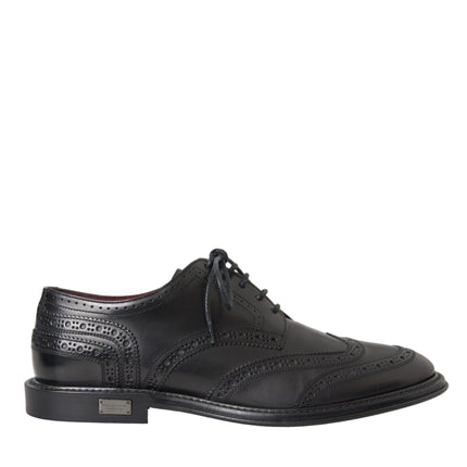 Black Leather Oxford Wingtip Formal Men Shoes