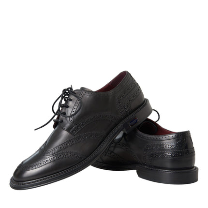 Black Leather Oxford Wingtip Formal Men Shoes