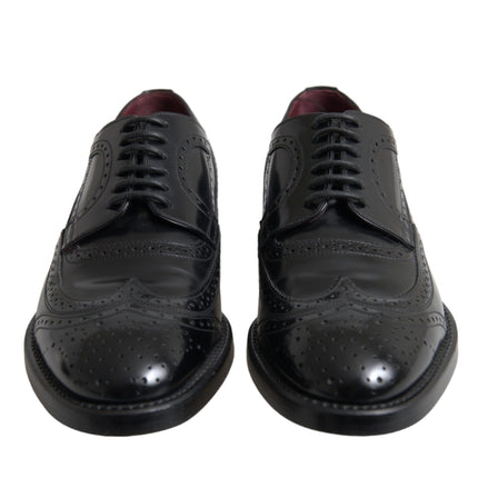 Black Leather Oxford Wingtip Formal Men Shoes