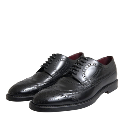 Black Leather Oxford Wingtip Formal Men Shoes