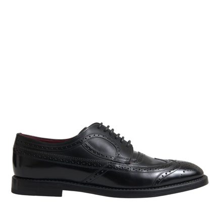 Black Leather Oxford Wingtip Formal Men Shoes