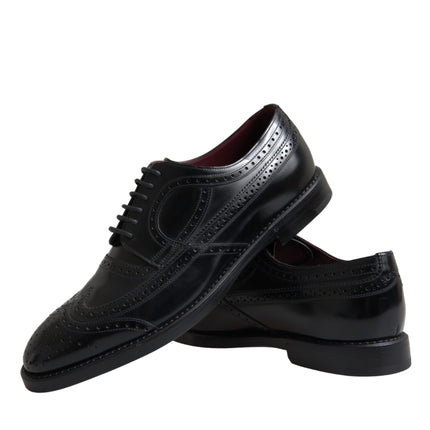 Black Leather Oxford Wingtip Formal Men Shoes