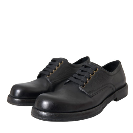 Black Horse Leather Derby Men Dress Shoes