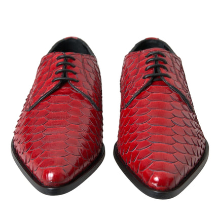 Red Textured Varnished Derby Men Formal Shoes