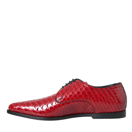 Red Textured Varnished Derby Men Formal Shoes