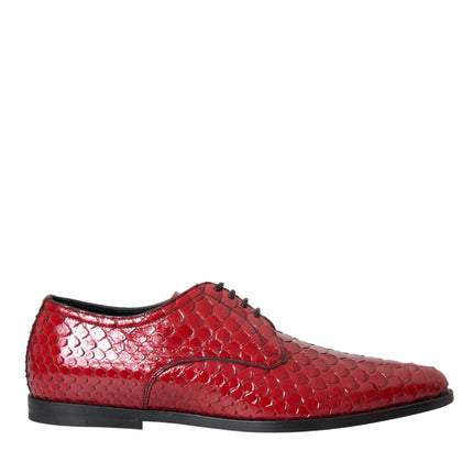 Red Textured Varnished Derby Men Formal Shoes