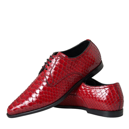 Red Textured Varnished Derby Men Formal Shoes