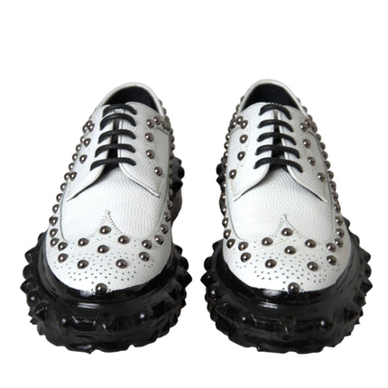 Black White Embellished Derby Formal Shoes