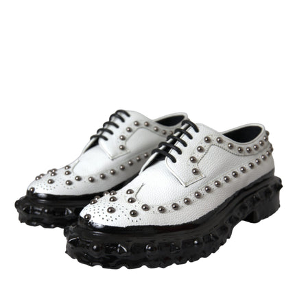 Black White Embellished Derby Formal Shoes