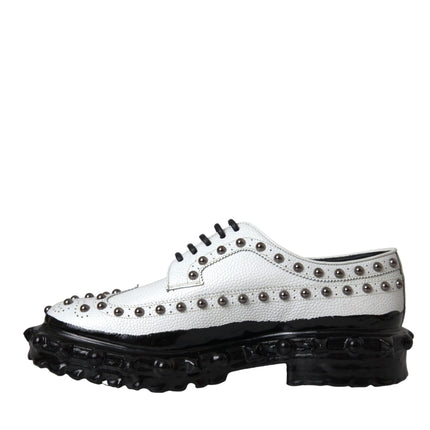 Black White Embellished Derby Formal Shoes