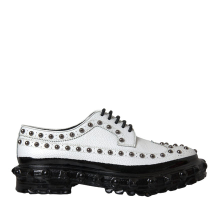 Black White Embellished Derby Formal Shoes