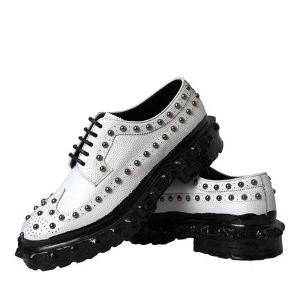 Black White Embellished Derby Formal Shoes