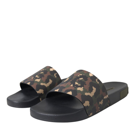 Multicolor Camouflage Leather Beachwear Men Shoes