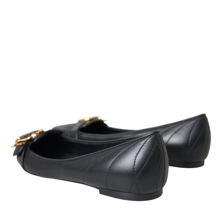 Black Devotion Leather Pointy Flats Shoes