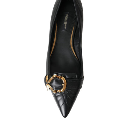 Black Devotion Leather Pointy Flats Shoes