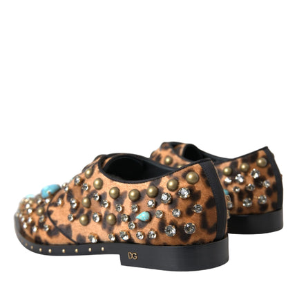 Brown Leopard Hair Crystal Dress Broque Shoes