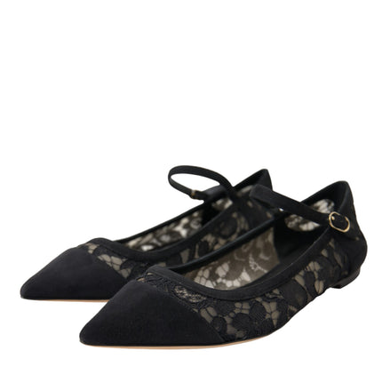 Black Taormina Lace Bellucci Flats Shoes