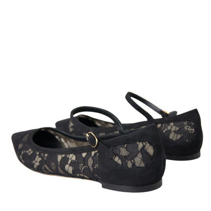 Black Taormina Lace Bellucci Flats Shoes