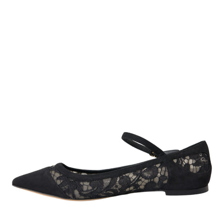 Black Taormina Lace Bellucci Flats Shoes