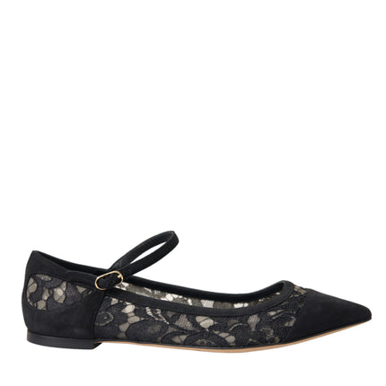 Black Taormina Lace Bellucci Flats Shoes