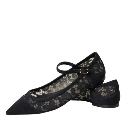 Black Taormina Lace Bellucci Flats Shoes