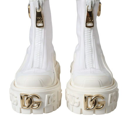 White Leather Rubber Logo Ankle Boots Shoes