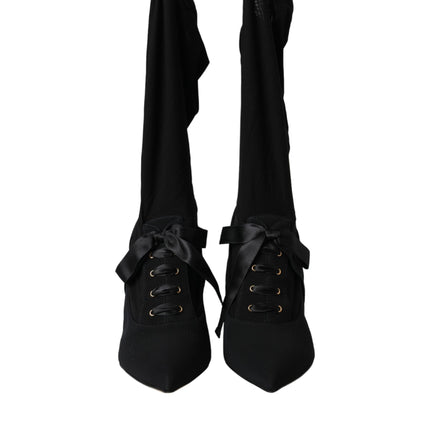 Black Stiletto Heels Mid Calf Boots Shoes