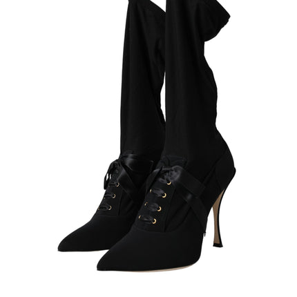 Black Stiletto Heels Mid Calf Boots Shoes