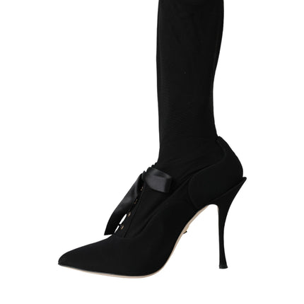 Black Stiletto Heels Mid Calf Boots Shoes