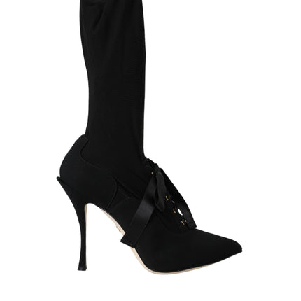 Black Stiletto Heels Mid Calf Boots Shoes