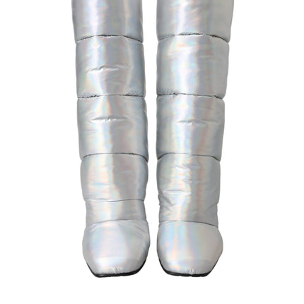 Silver Padded DG Logo Heels Boots Shoes